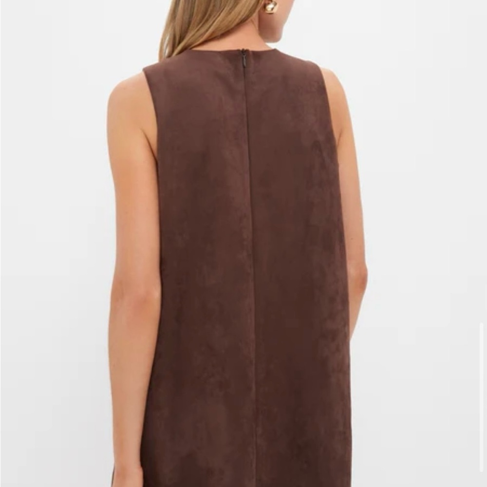 Tuckernuck Hyacinth House Chocolate Faux Suede Button Bitsy Dress XS - Picture 3 of 6